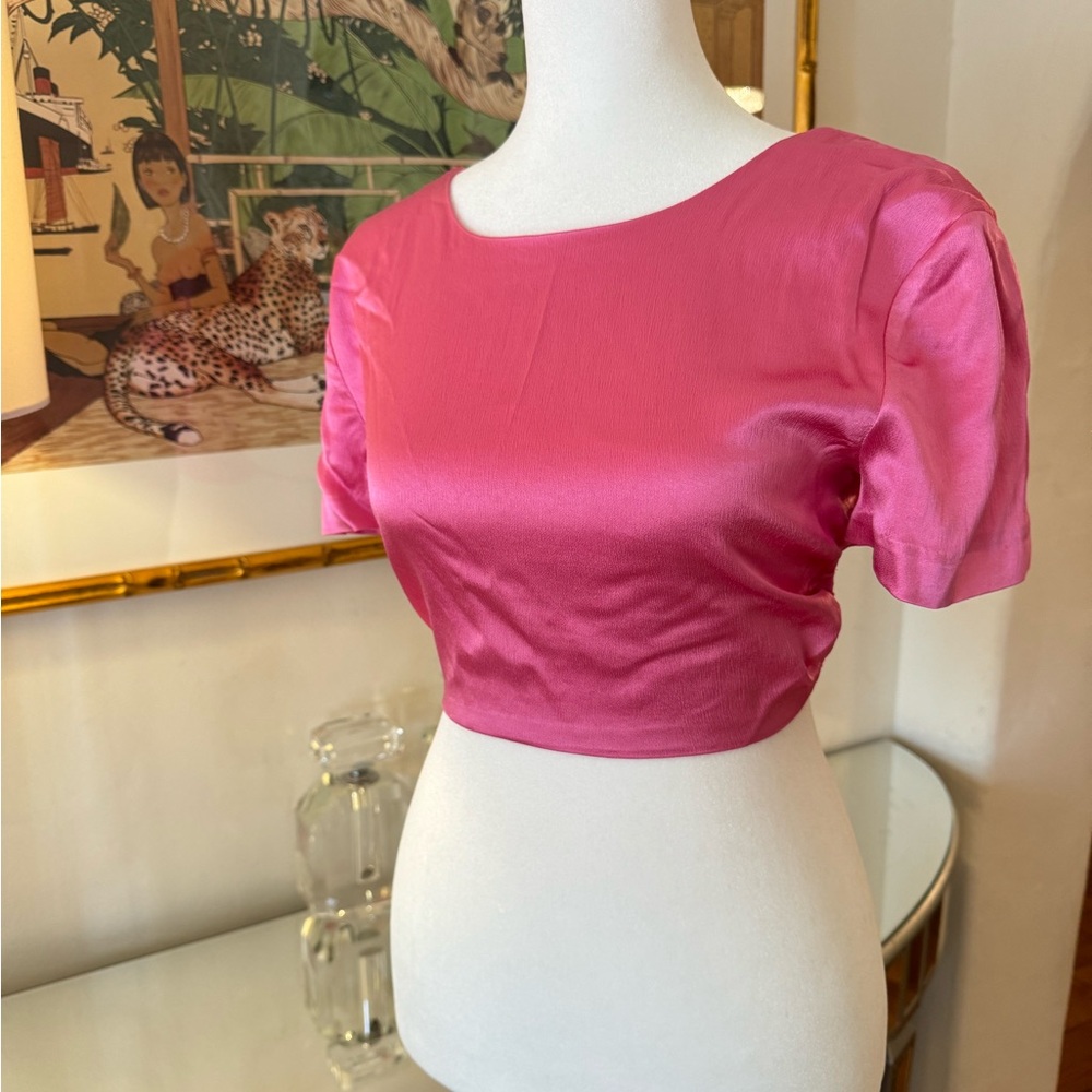 Zara Satin Effect Crop Top Shirt. Lace Tie Up Back. Size S. Never worn.